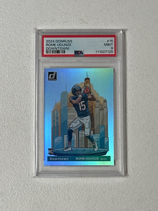 PSA: Football Cards- 2024 Donruss Rome Odunze Downtown PSA 9