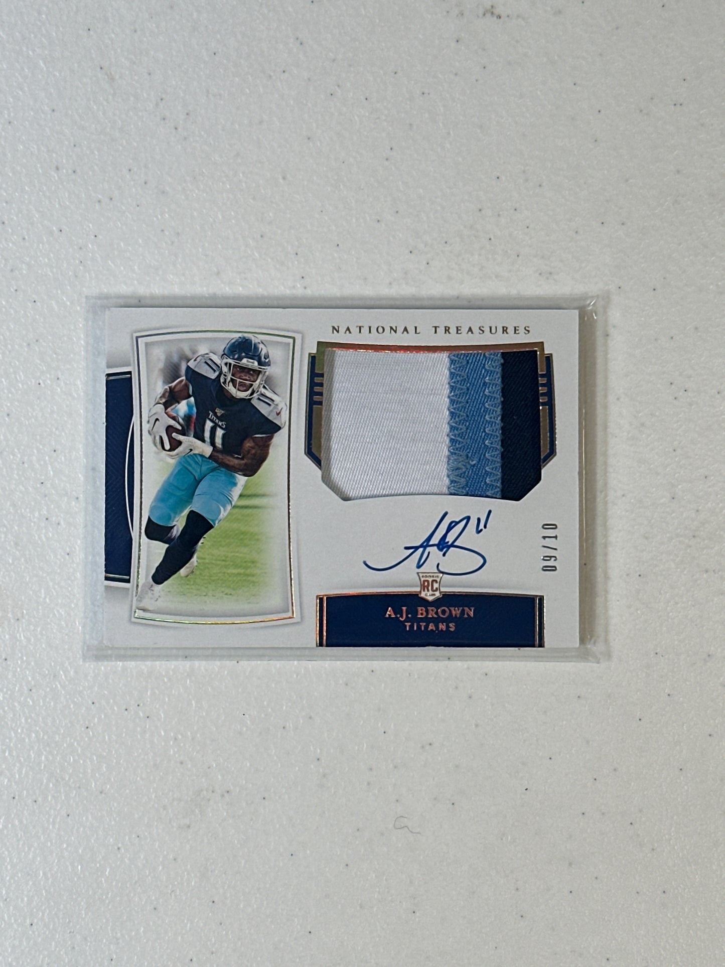 Singles: Football Cards- 2019 National Treasures A.J. Brown RPA /10