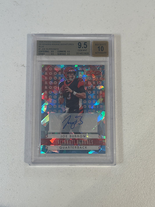 PSA: Football Cards- 2020 Panini Honors Joe Burrow Rookie Autograph Blue /15 BGS 9.5 Auto 10