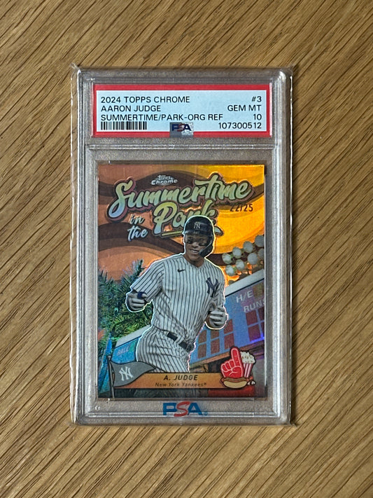 PSA: Baseball Cards- 2024 Topps Chrome Aaron Judge Summertime in the Park PSA 10