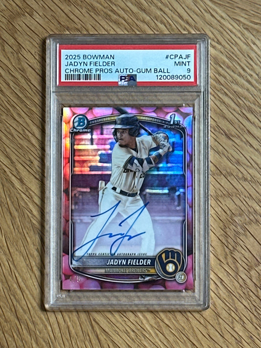 PSA: Baseball Cards- 2025 Bowman Jadyn Fielder Gum Ball Snack Pack Autograph /5 PSA 9