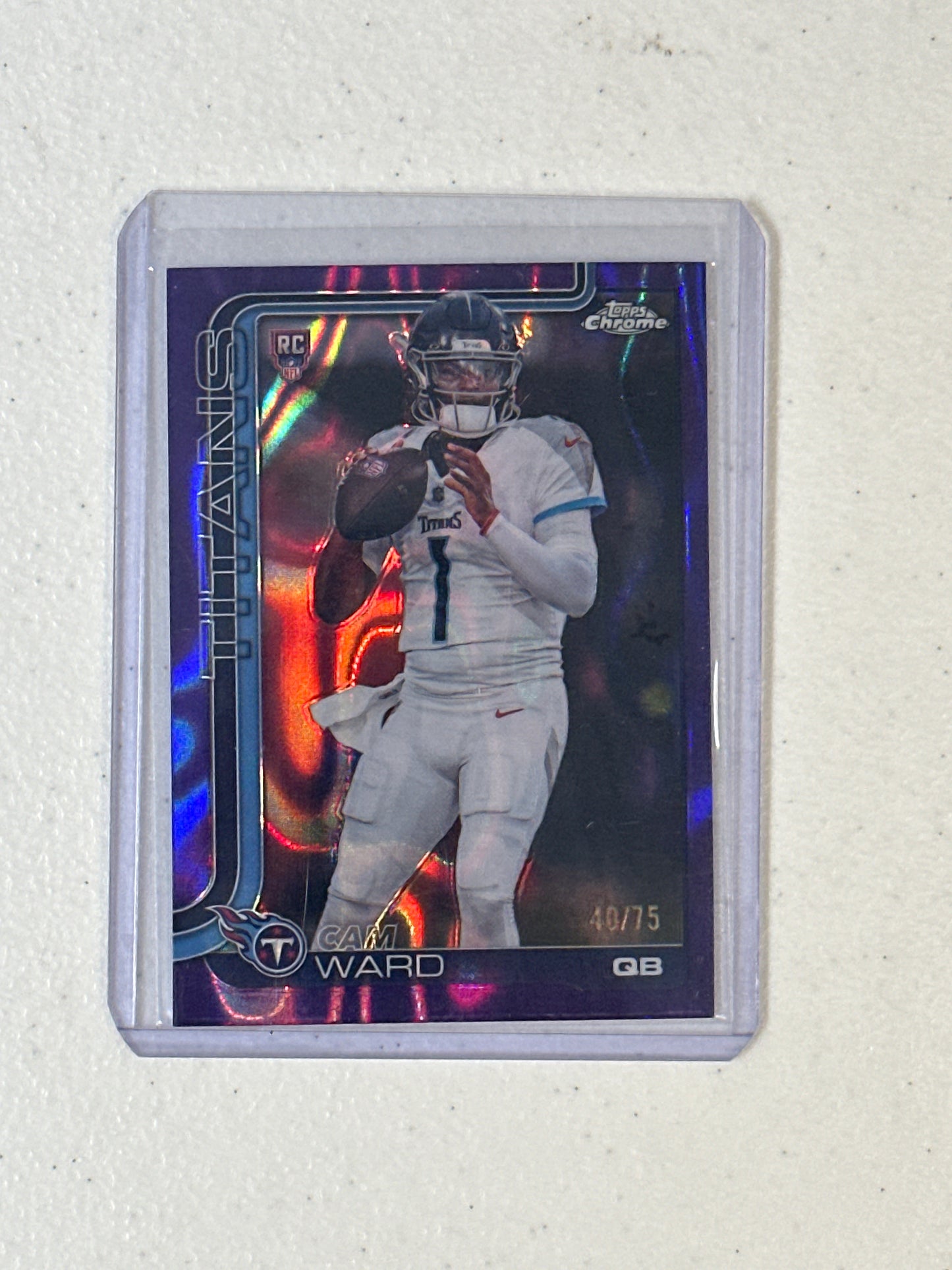 Singles: Football Cards- 2025 Topps Chrome Cam Ward Lava /75
