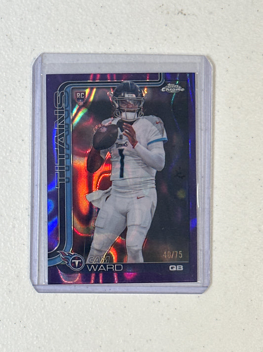 Singles: Football Cards- 2025 Topps Chrome Cam Ward Lava /75