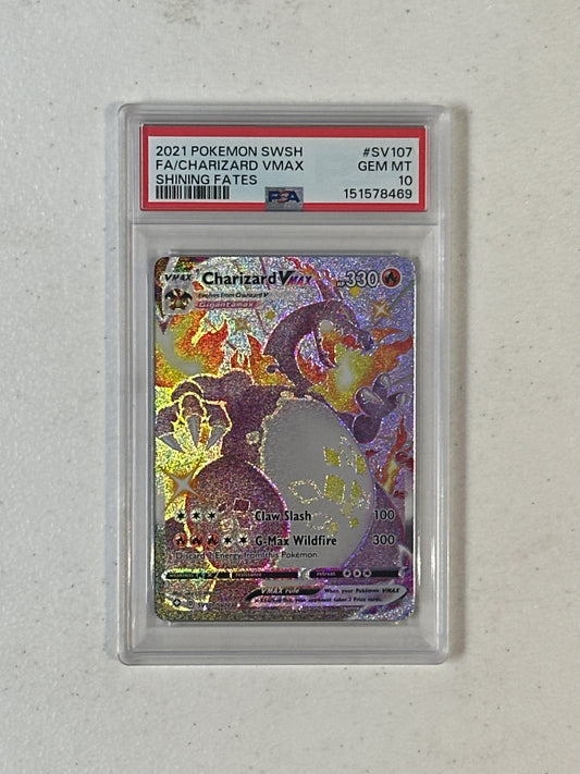 PSA: Pokemon Cards- 2021 Shining Fates Charizard VMAX SV107/SV122 PSA 10
