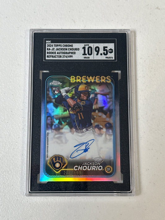 PSA: Baseball Cards- 2024 Topps Chrome Jackson Chourio Autograph /499 SGC 9.5 AUTO 10