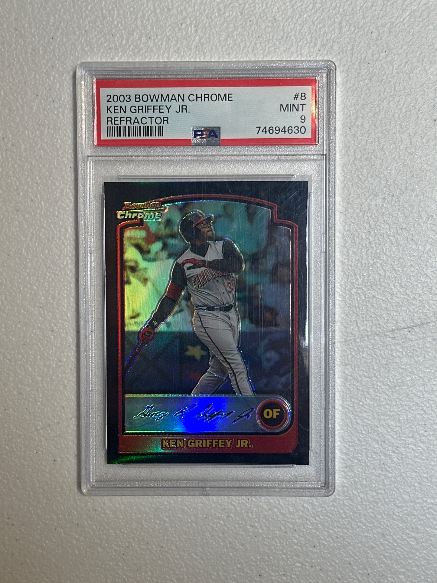 PSA: Baseball Cards- 2003 Bowman Chrome Ken Griffey Jr. Refractor PSA 9