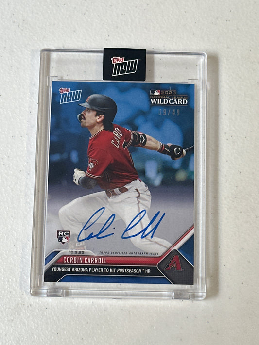 Singles: Baseball Cards- 2023 Topps Now Corbin Carroll Wildcard Auto /49