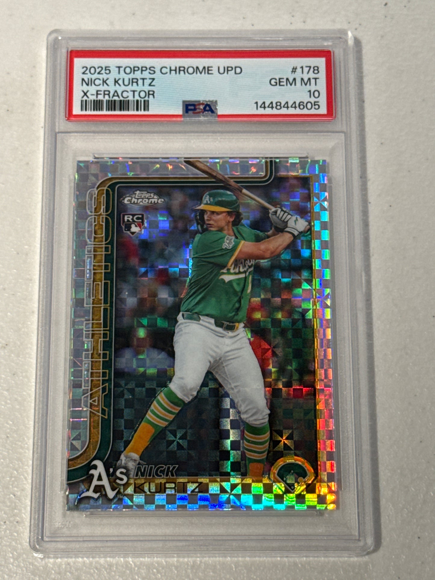 PSA: Baseball Cards - 2025 Topps Chrome Update Nick Kurtz X-Fractor PSA 10