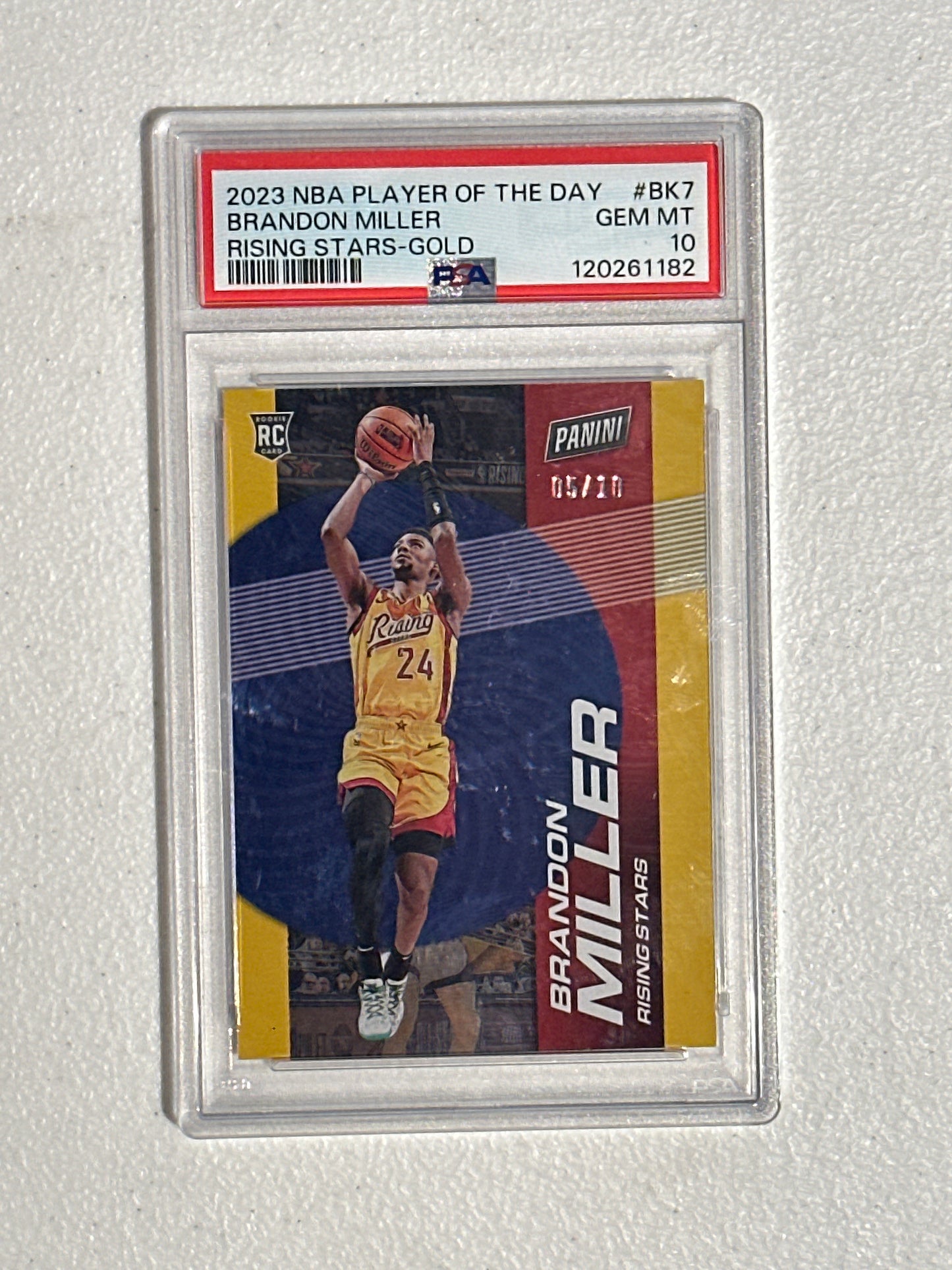 PSA: Basketball Cards- 2023 NBA Player Of The Day Brandon Miller Rising Stars Gold /10 PSA 10