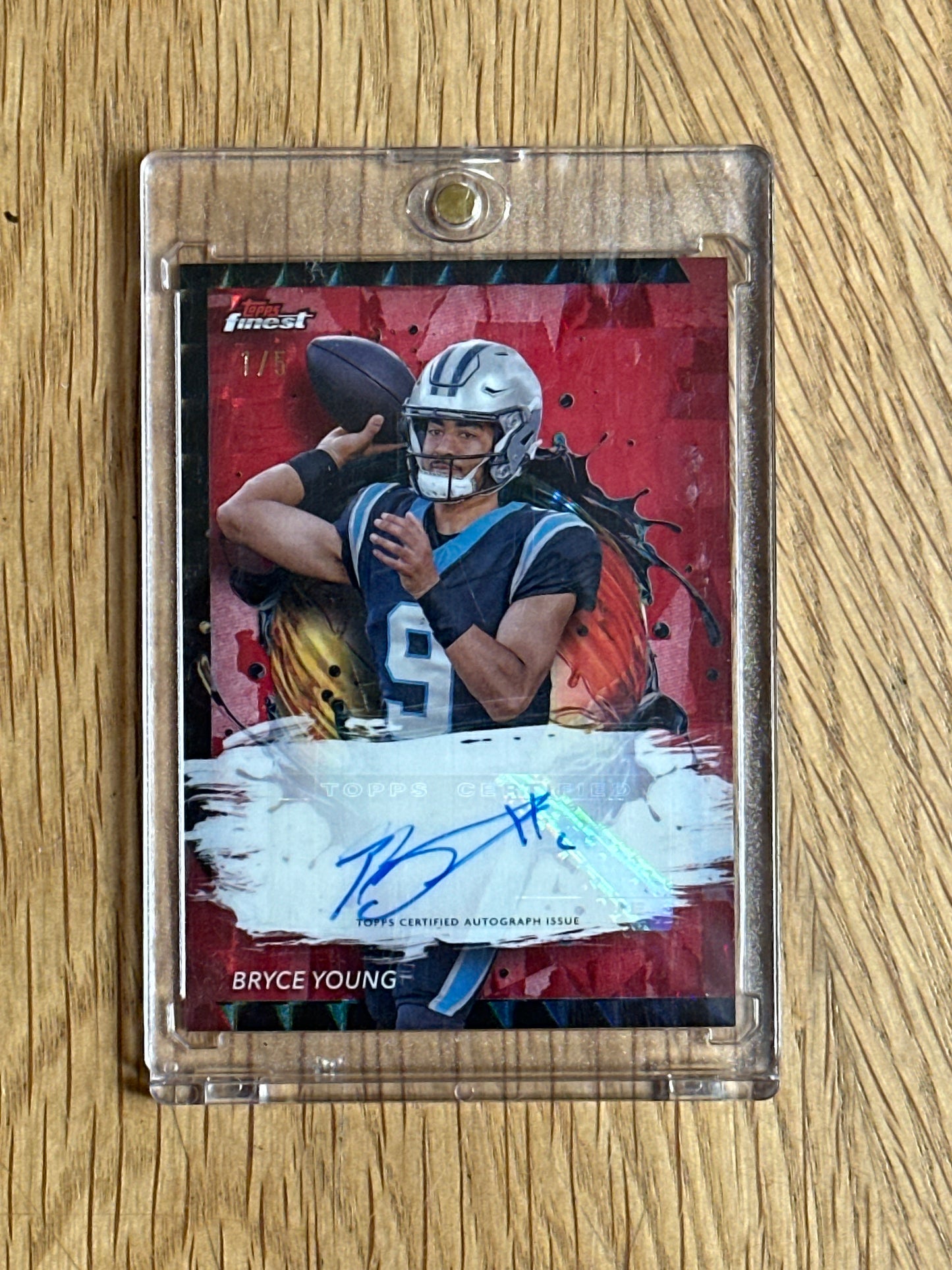 Singles: Football Cards- 2024 Topps Finest Bryce Young Red Geometric Autograph /5