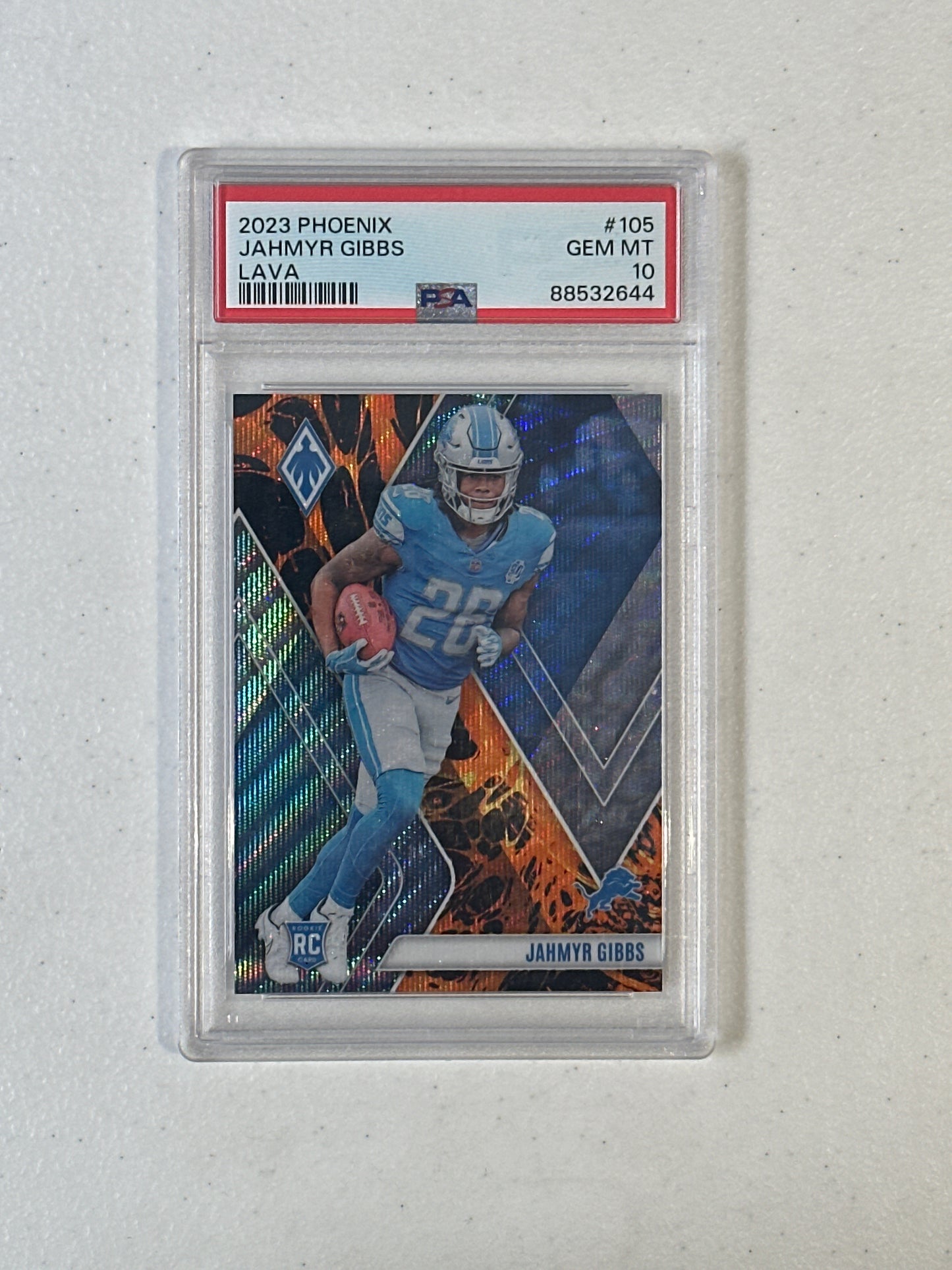PSA: Football Cards- 2023 Phoenix Jahmyr Gibbs Lava /149 PSA 10
