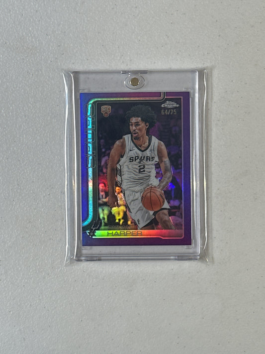 Singles: Basketball Cards- 2025 Topps Chrome Dylan Harper Purple Refractor /75