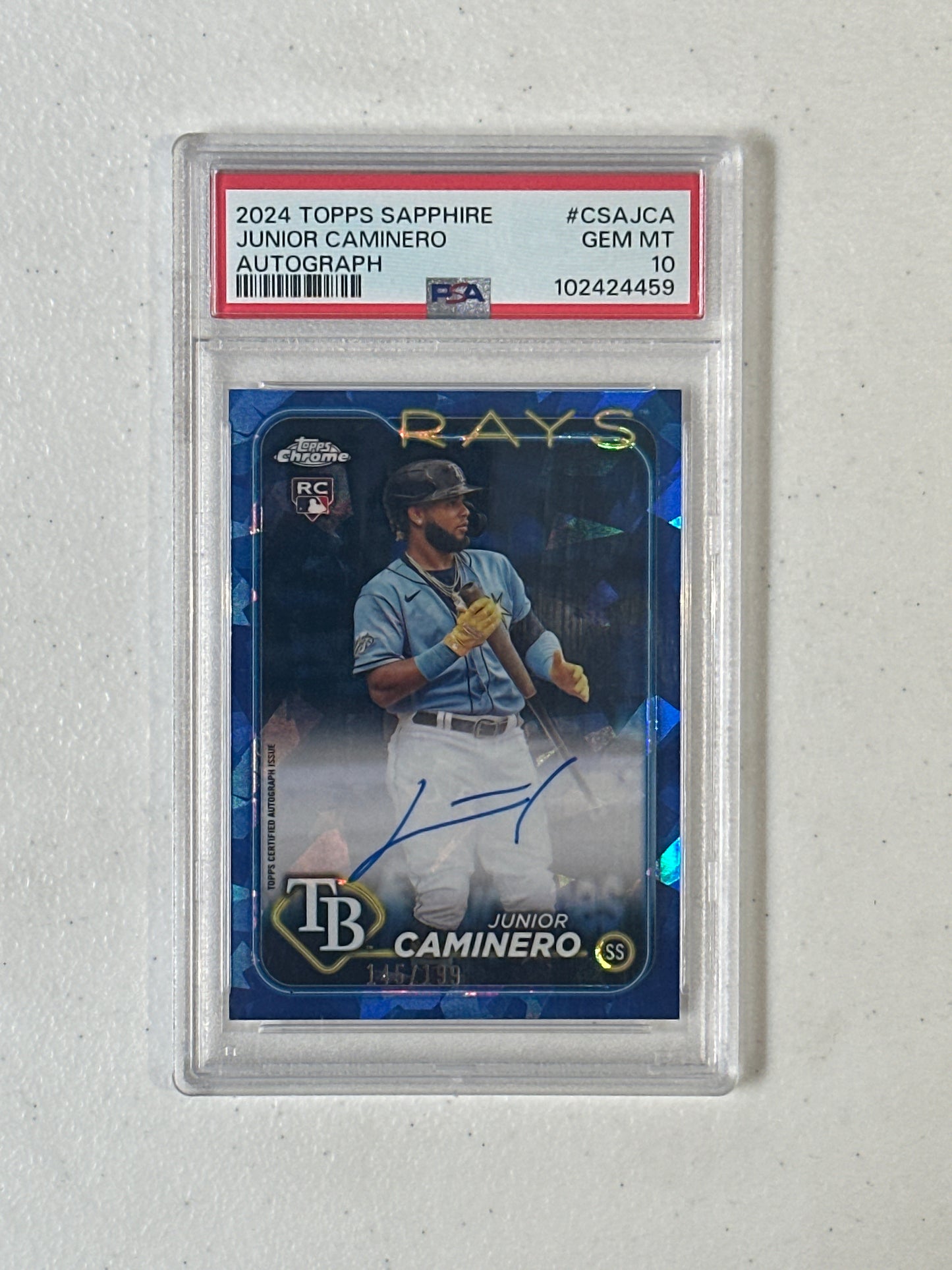 PSA: Baseball Cards- 2024 Topps Sapphire Junior Caminero Autograph PSA 10
