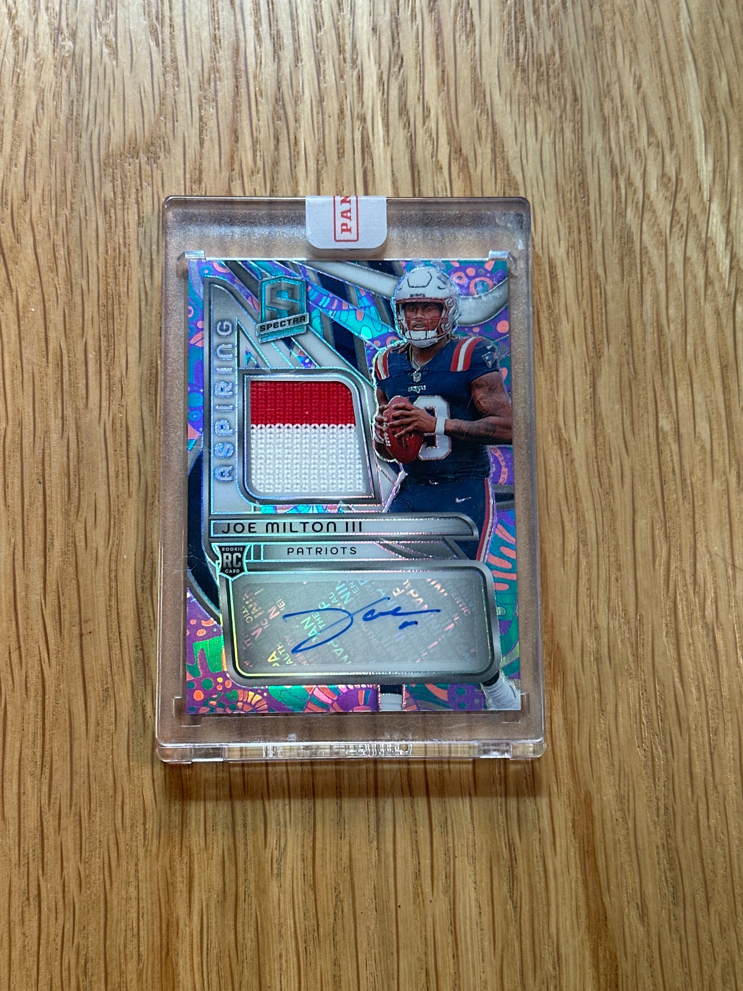 Singles: Football Cards- 2024 Spectra Joe Milton Patch Autograph /5