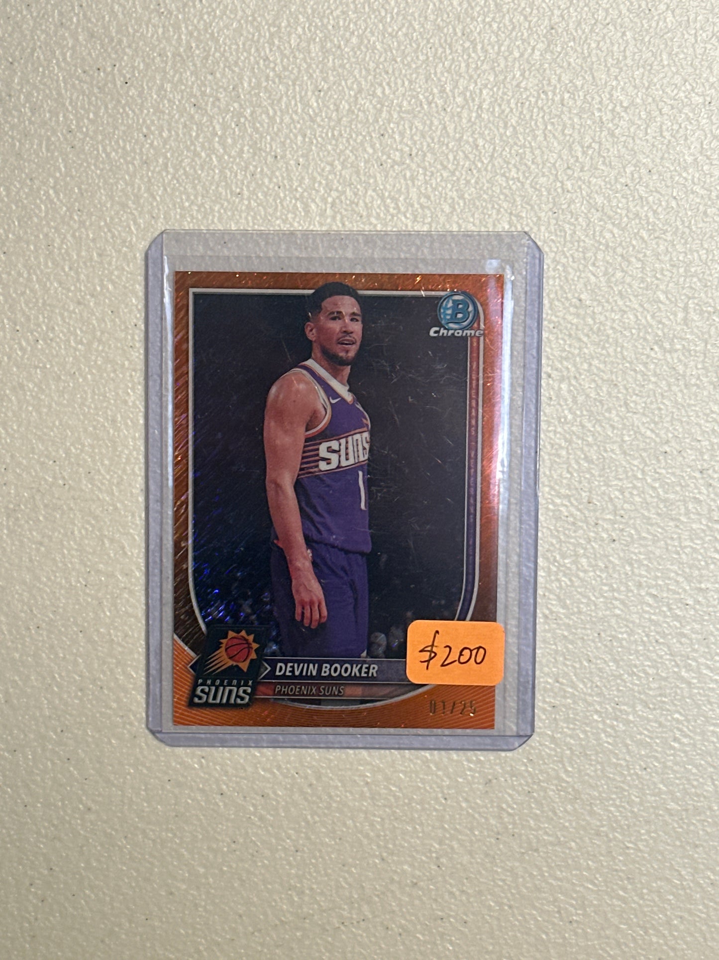 Singles: Basketball Cards- 2025 Bowman Chrome Devin Booker Orange Shimmer 01/25