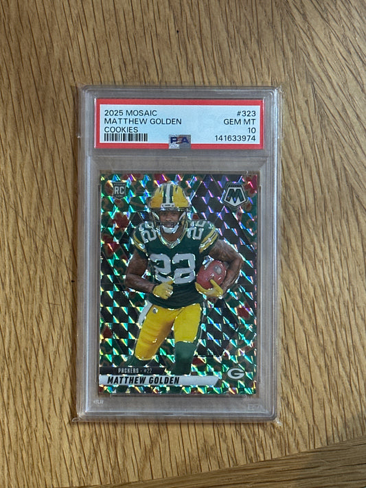 PSA: Football Cards- 2025 Mosaic Matthew Golden Cookies PSA 10