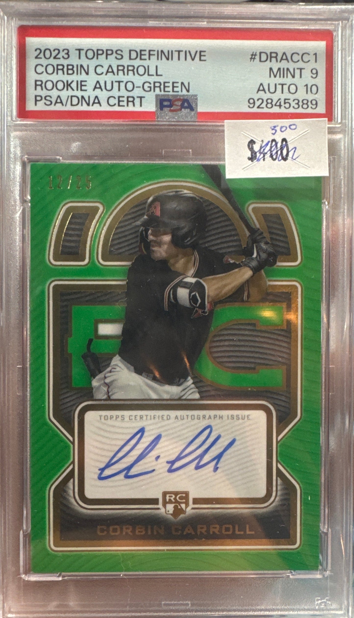 PSA: Baseball Cards - MT 9 AUTO 10 - 2023 Topps Definitive Corbin Carroll Freen Auto 12/25