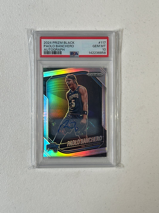 PSA: Basketball Cards- 2024 Prizm Black Paolo Banchero Silver Autograph PSA 10