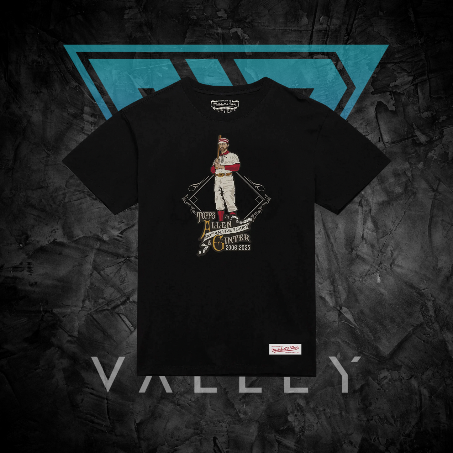 Sports Apparel: Topps Allen& Ginter – Black Logo T-Shirt (by Mitchell & Ness)