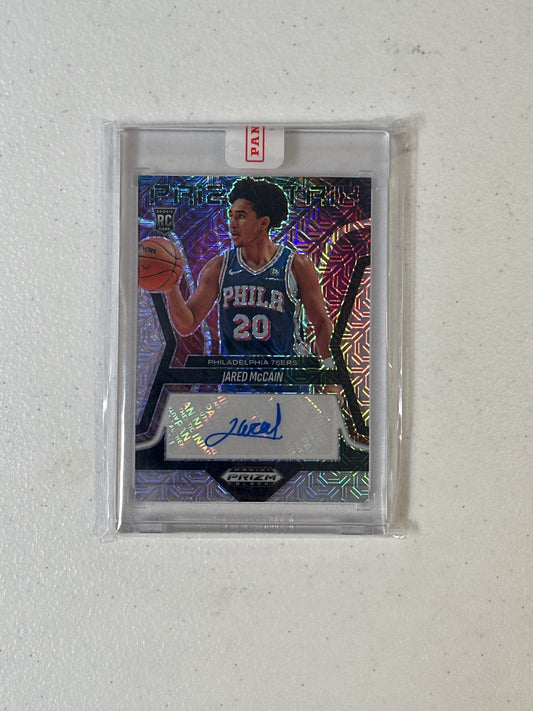 Singles: Basketball Cards- 2024 Prizm Black Jared McCain Prizmatrix Mojo Autograph /25