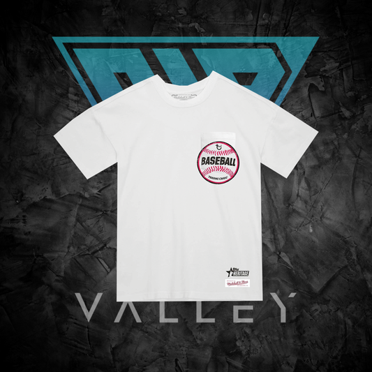 Sports Apparel: Topps Heritage Baseball – White Logo T-Shirt (by Mitchell & Ness)