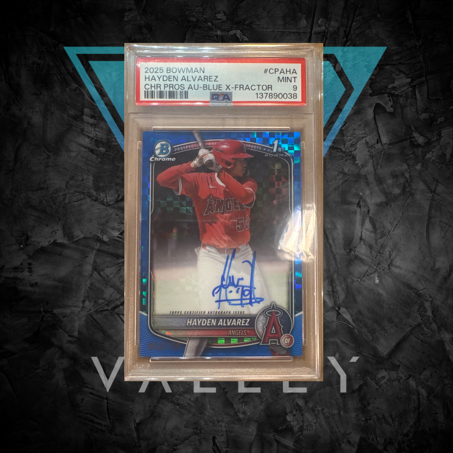PSA: Baseball Cards - PSA 9- 2025 Bowman Chrome Hayden Alvarez Autograph Blue Checker