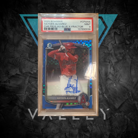 PSA: Baseball Cards - PSA 9- 2025 Bowman Chrome Hayden Alvarez Autograph Blue Checker