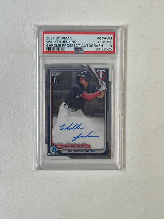 PSA: Baseball Cards- 2024 Bowman Walker Jenkins Chrome Prospect Autograph PSA 10