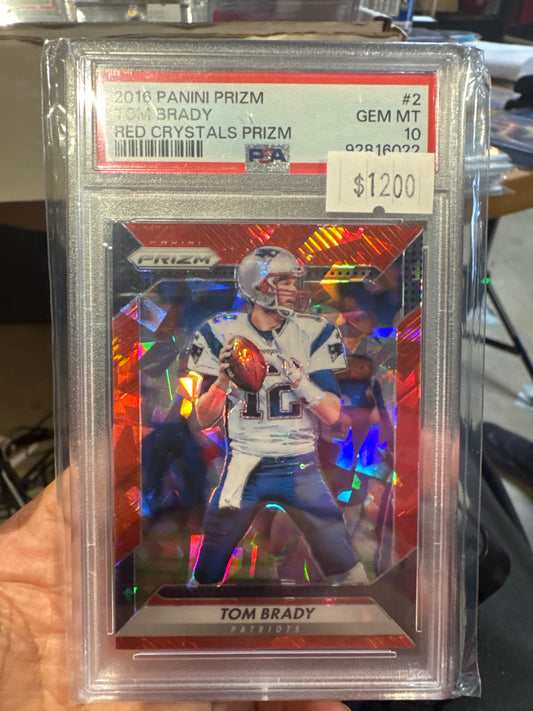 PSA: Football Cards - Mint 10 -2016 Prizm Tom Brady Red Crystal