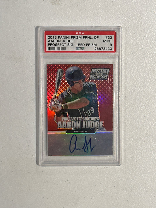PSA: Baseball Cards- 2013 Panini Prizm Draft Picks Aaron Judge Red Prizm Prospect Auto /100 PSA 9