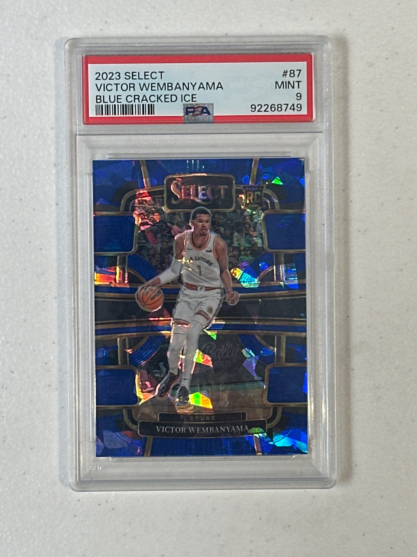 PSA: Basketball Cards- 2023 Select Victor Wembanyama Blue Cracked Ice PSA 9