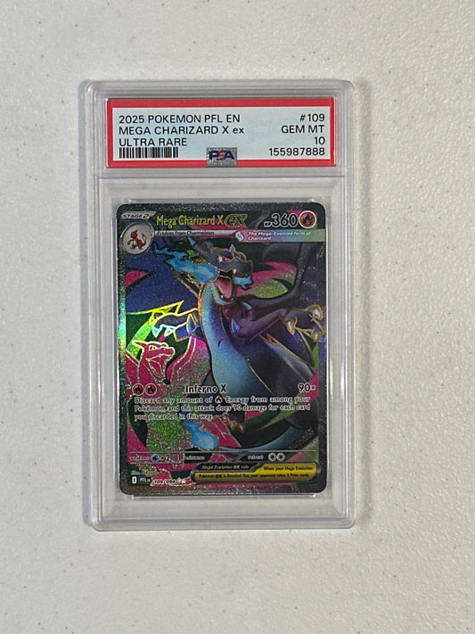 PSA: Pokemon Cards- 2025 Phantasmal Flames Mega Charizard x ex Ultra Rare PSA 10