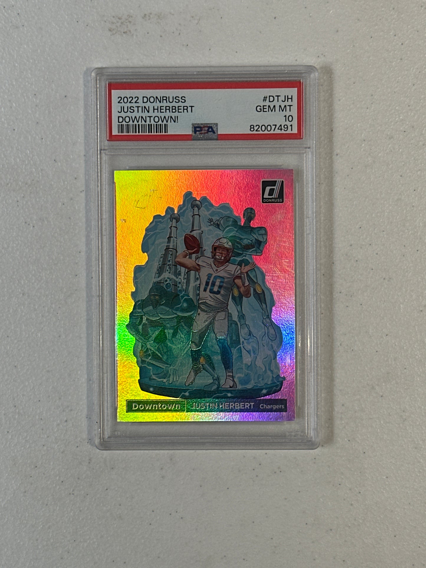 PSA: Football Cards- 2022 Donruss Justin Herbert Downtown! PSA 10