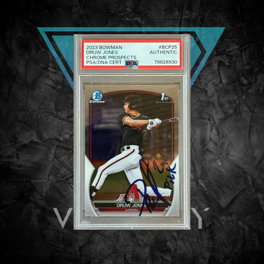 PSA: Baseball Cards - AUTHENTIC - 2023 Bowman Druw Jones Chrome Prospects PSA/DNA Certs - SIGNED - #BCP25