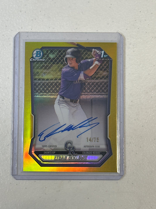 Singles: Baseball Cards- 2026 Bowman Ethan Holliday Yellow Refractor Autograph /75