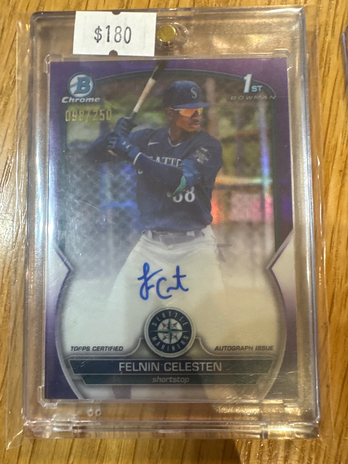 Singles: 2024 Felnin Celesten Purple Bowman Chrome auto /250