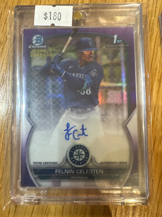 Singles: 2024 Felnin Celesten Purple Bowman Chrome auto /250