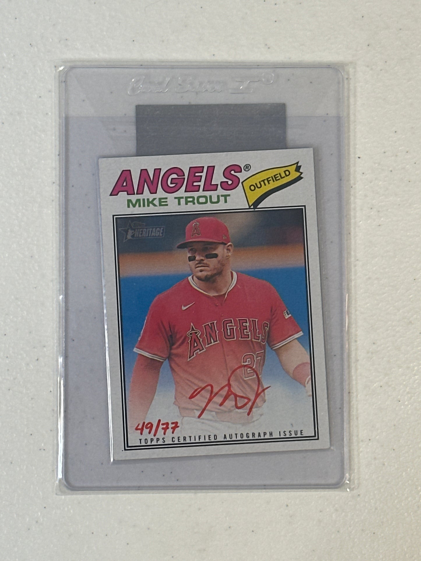 Singles: Baseball Cards- 2026 Heritage Mike Trout Red Ink Autograph /77