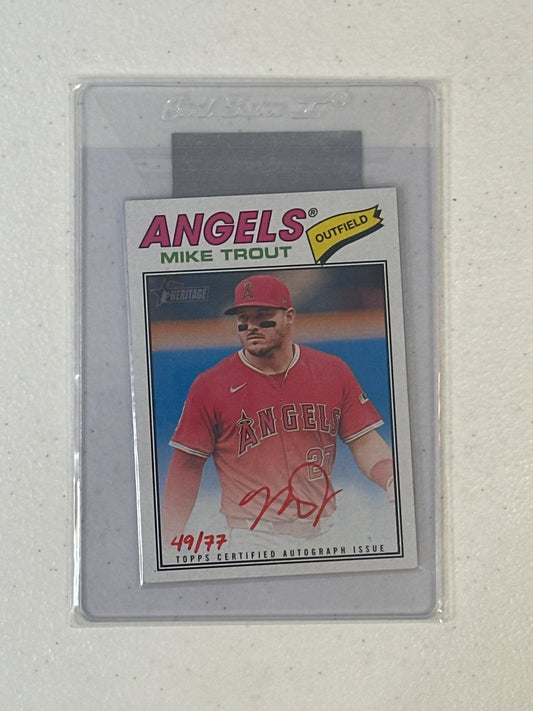 Singles: Baseball Cards- 2026 Heritage Mike Trout Red Ink Autograph /77