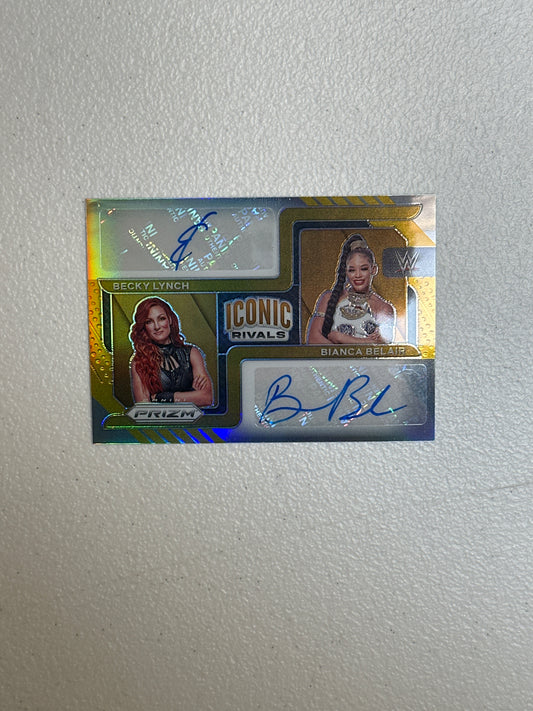 Singles: Wresting Cards- 2022 Prizm WWE Becky Lynch Bianca Belair Iconic Rivals Dual Gold Autograph 02/10
