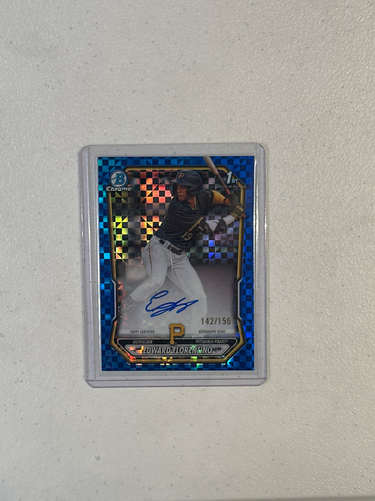 Singles: Baseball Cards- 2026 Bowman Edward Florentino Blue X-Fractor Autograph /150