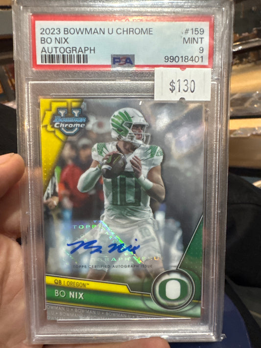 PSA: Football Cards - GEM 9- 2023 Bowman Chrome U. Bo Nix Autograph