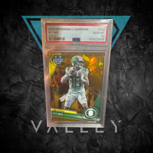 PSA: Football Cards - GEM 10-2023 Bowman Chrome U. Bo Nix Gold Sapphire