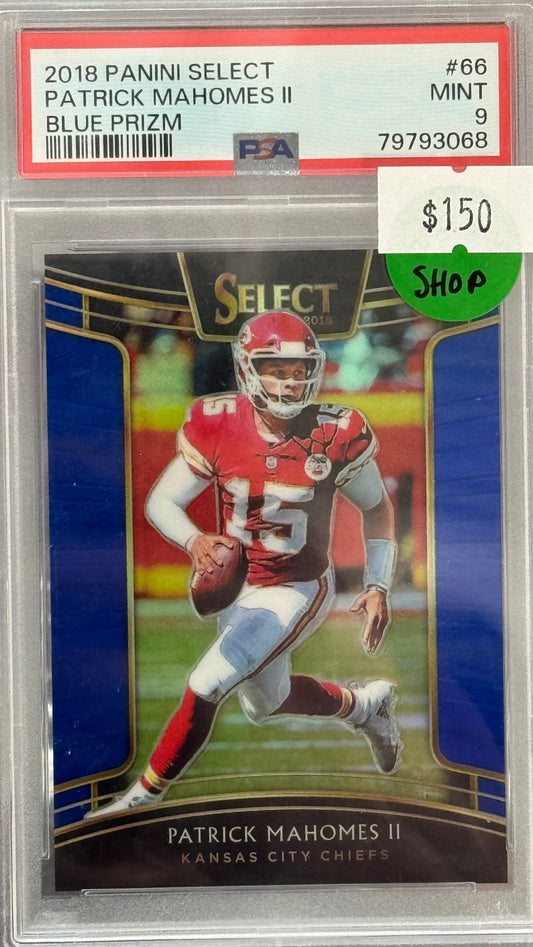 PSA: Football Cards - Mint 9 - 2018 Panini Select Patrick Mahomes Blue