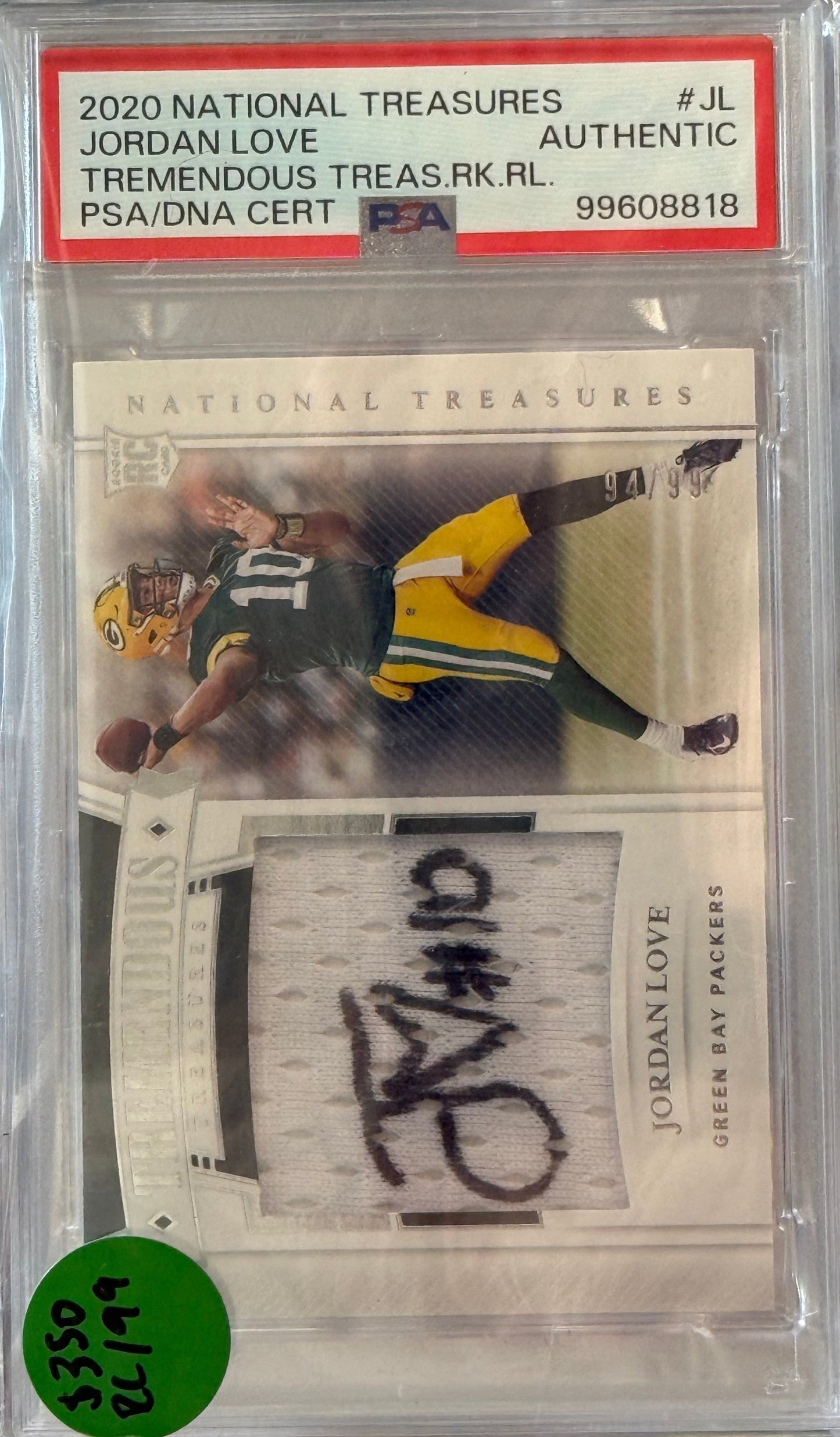PSA: Football Cards - Authentic - 2020 National Treasures Jordan Love