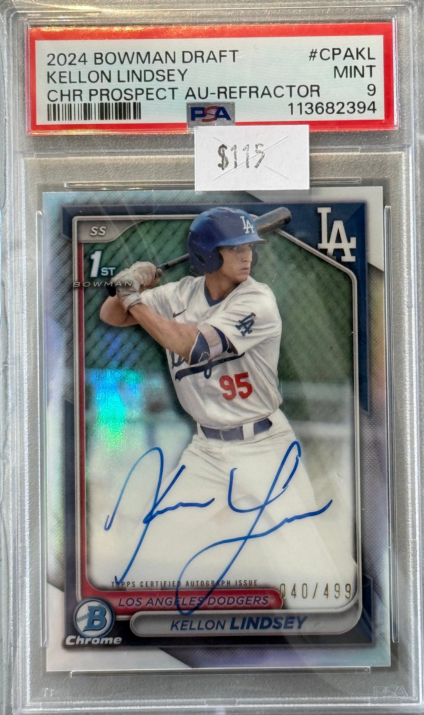 PSA: Baseball Cards - MINT 9 - 2024 Bowman Draft Kellon Lindsey Auto