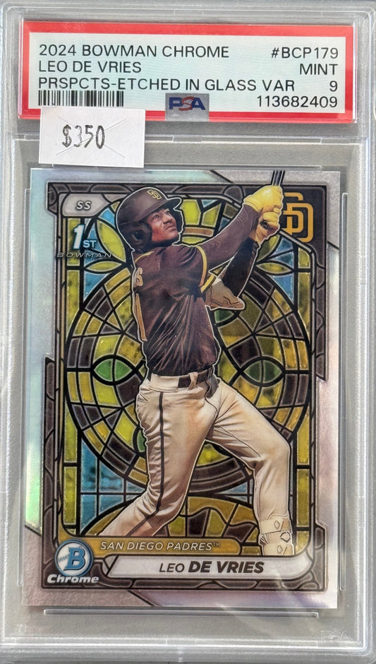 PSA: Baseball Cards - MINT 9 - 2024 Bowman Chrome Leo De Vries Stained Glass