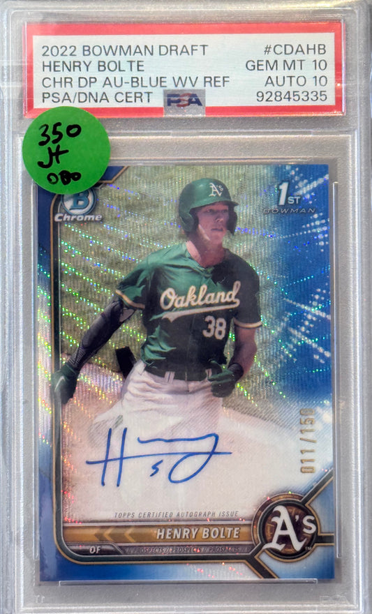 PSA: Baseball Cards - GM MT 10 AUTO 10 -  2022 Bowman Draft Henry Bolte Blue