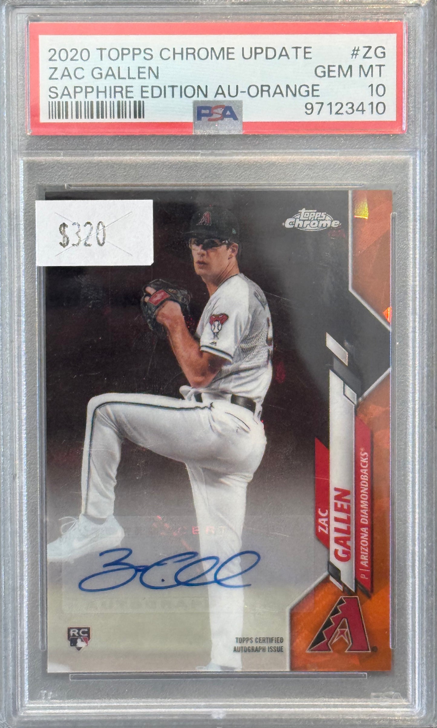 PSA: Baseball Cards - GEM MINT 10 - 2020 Topps Chrome Sapphire Update Zac Gallen Orange RC Auto /25