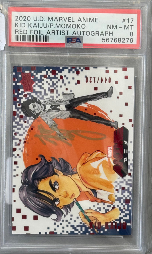 PSA: Marvel Cards - NM-MT 8 - 2020 UD Marvel Anime Kid Kaiju P Momoko Red Foil #17